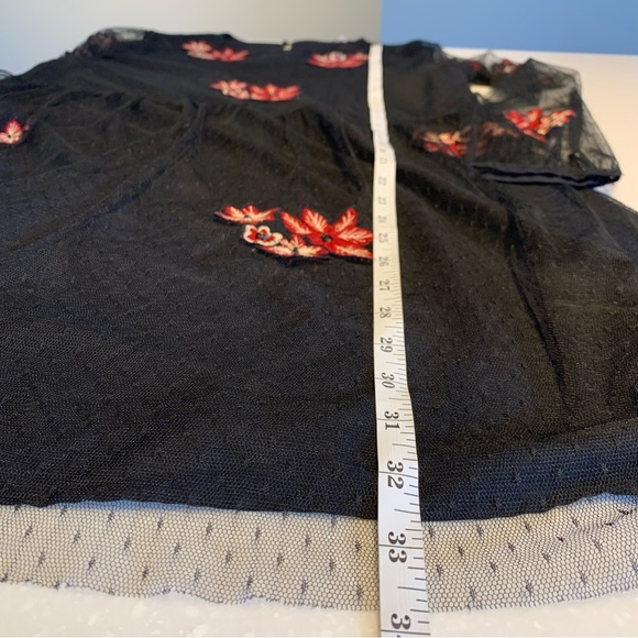 ZARA | Trafaluc Collection Black and Red Floral Embroidered Dress - Picture 11 of 14